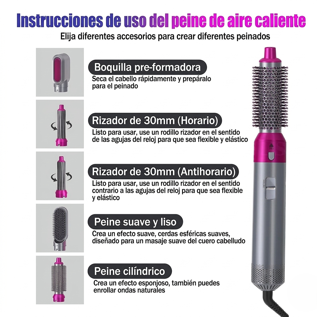 Cepillo Secador De Cabello 5 En 1
