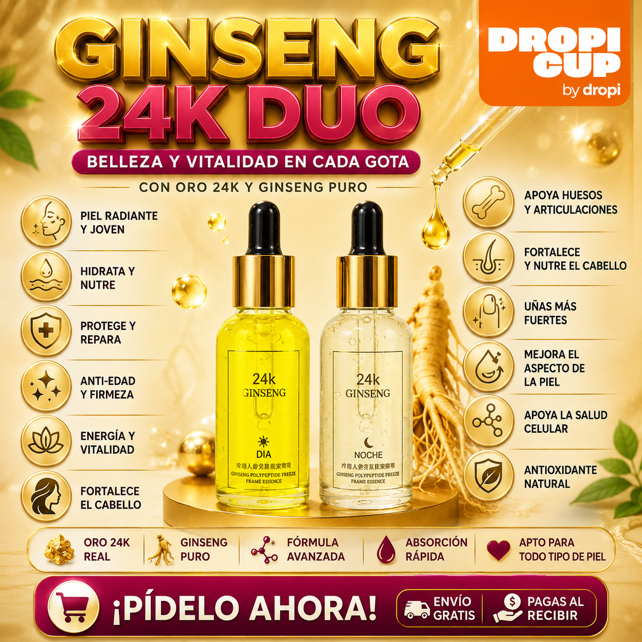 Serum de Ginseng 24k Duo Dia/Noche