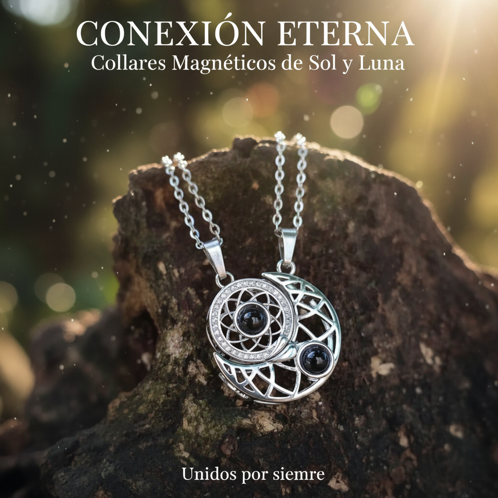 COLLAR SOL Y LUNA, TE AMO EN 100 IDIOMAS DIFERENTES