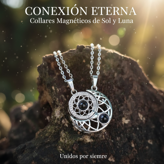 COLLAR SOL Y LUNA, TE AMO EN 100 IDIOMAS DIFERENTES