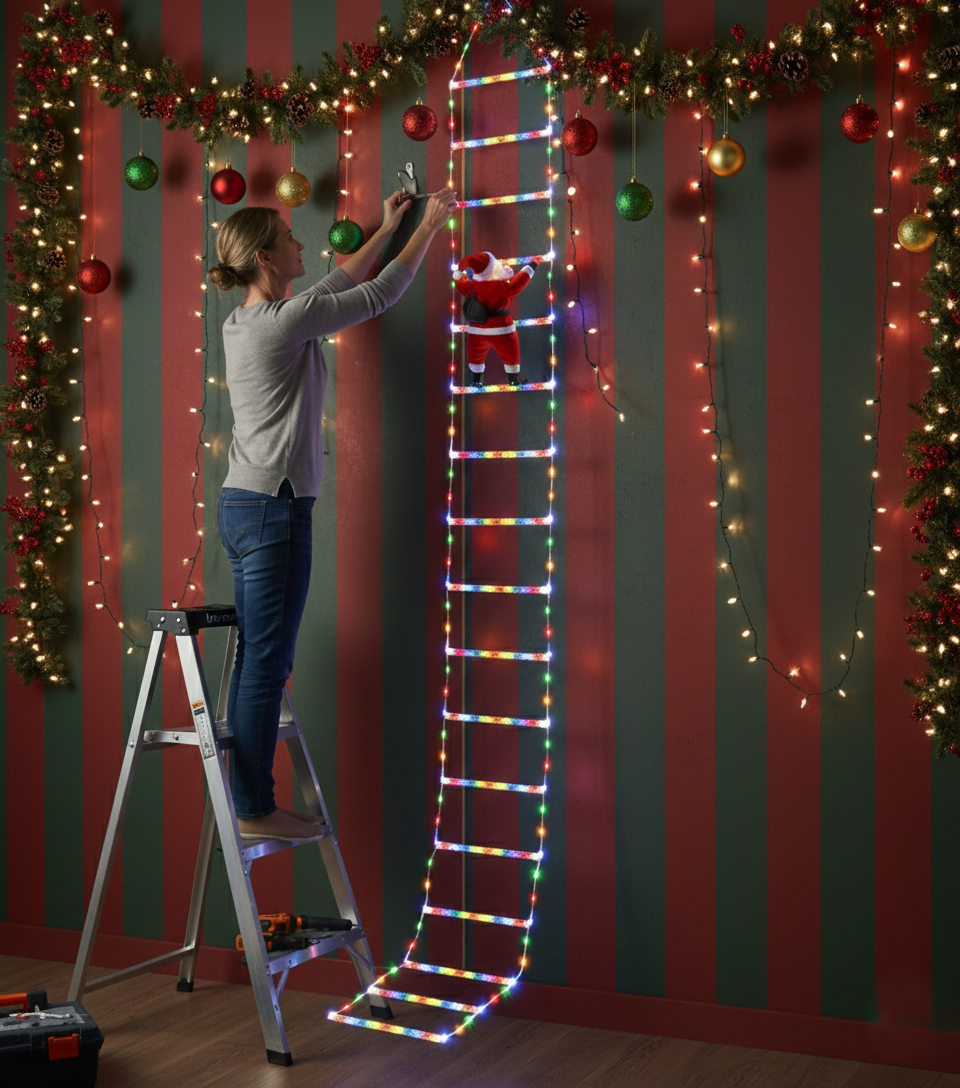 Escalera Led Con Santa Claus Papa Noel