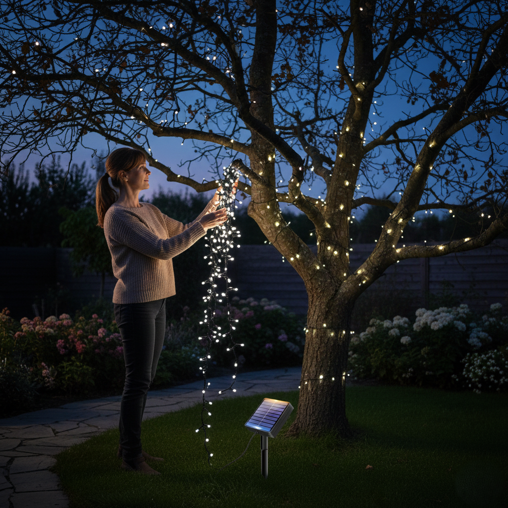 Focos De Navidad Con Panel Solar 10m