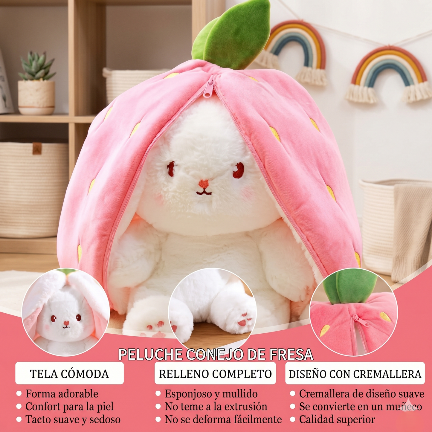 Peluche Zanahoria y Fresa Transformable