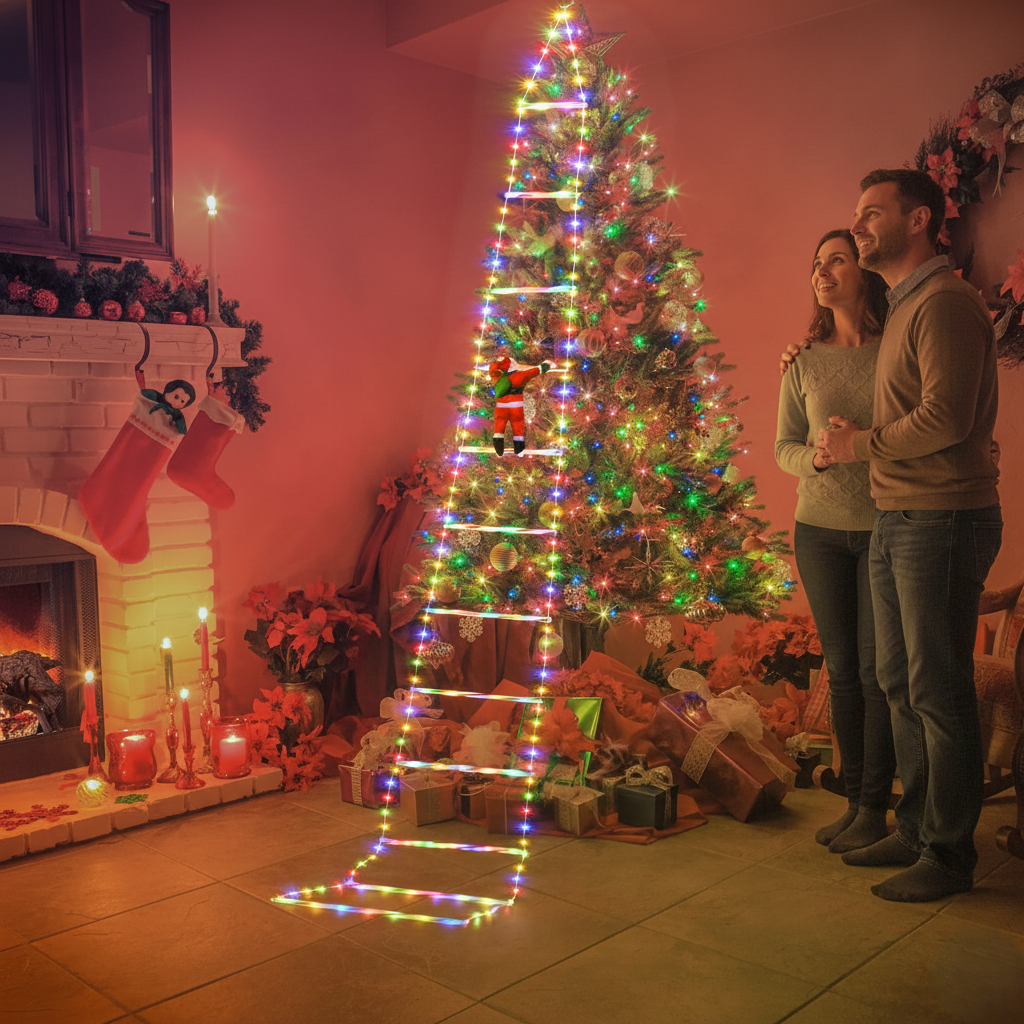 Escalera Led Con Santa Claus Papa Noel