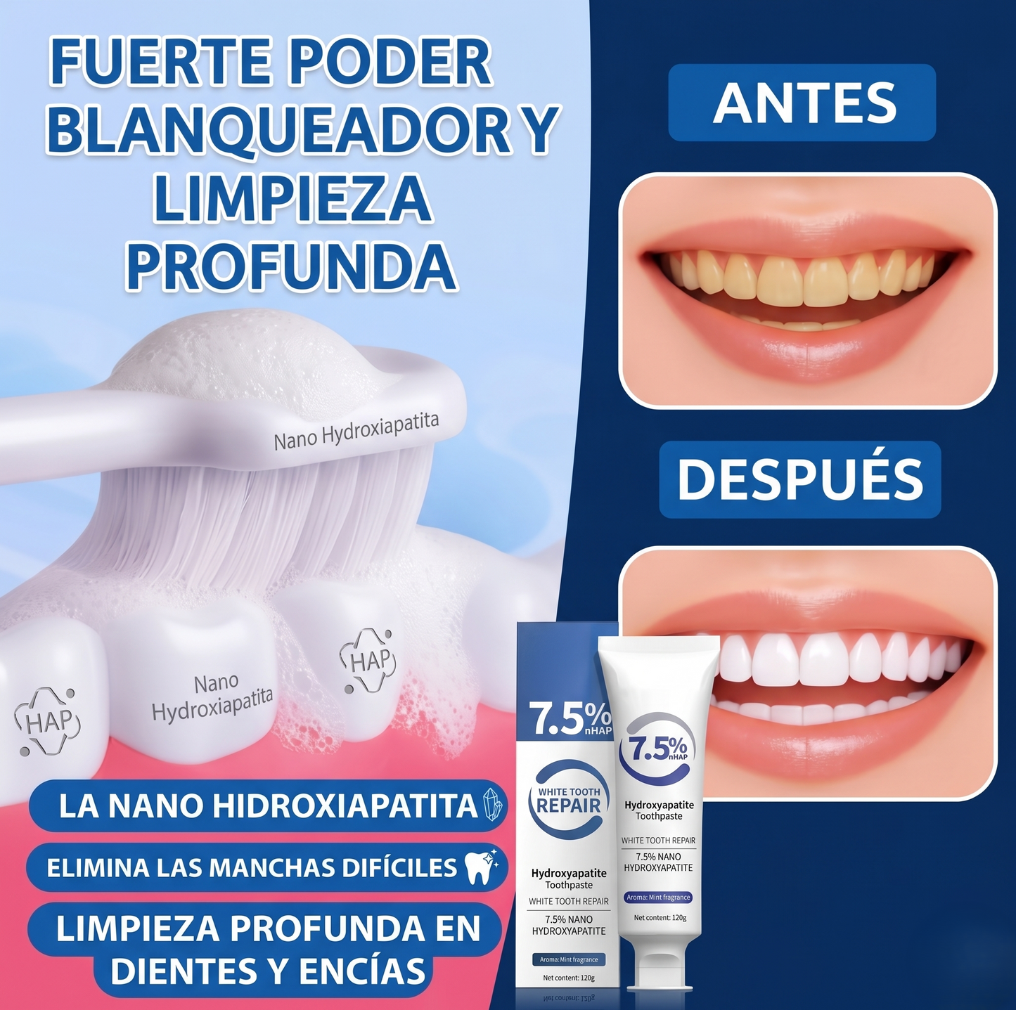 Pasta Dental Reparación con hydroxyapatite