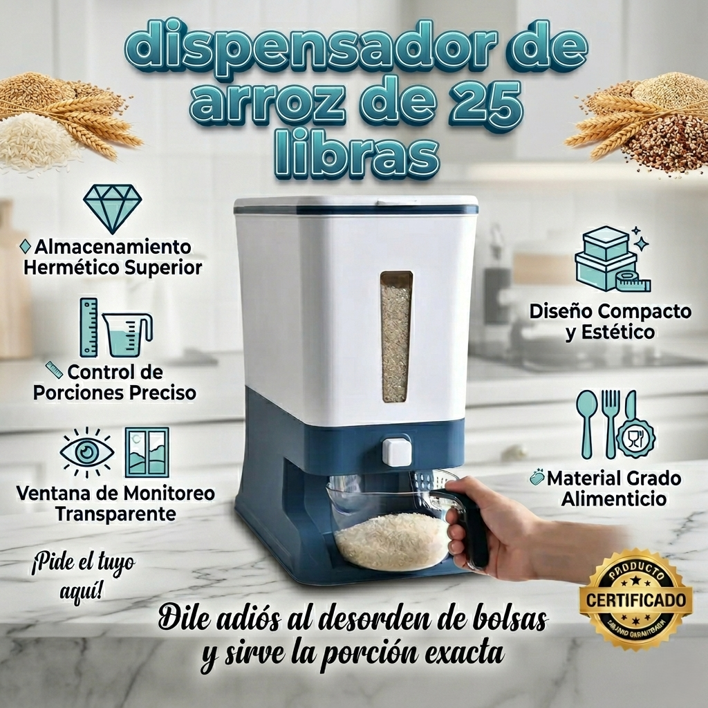 Dispensador de Arroz Hermético 25 Libras