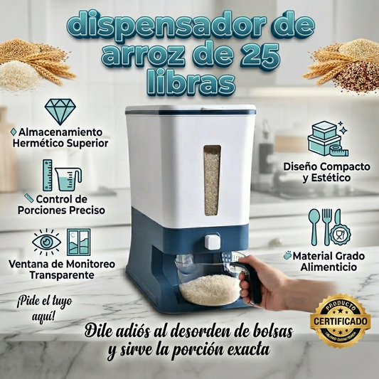 Dispensador de Arroz Hermético 25 Libras