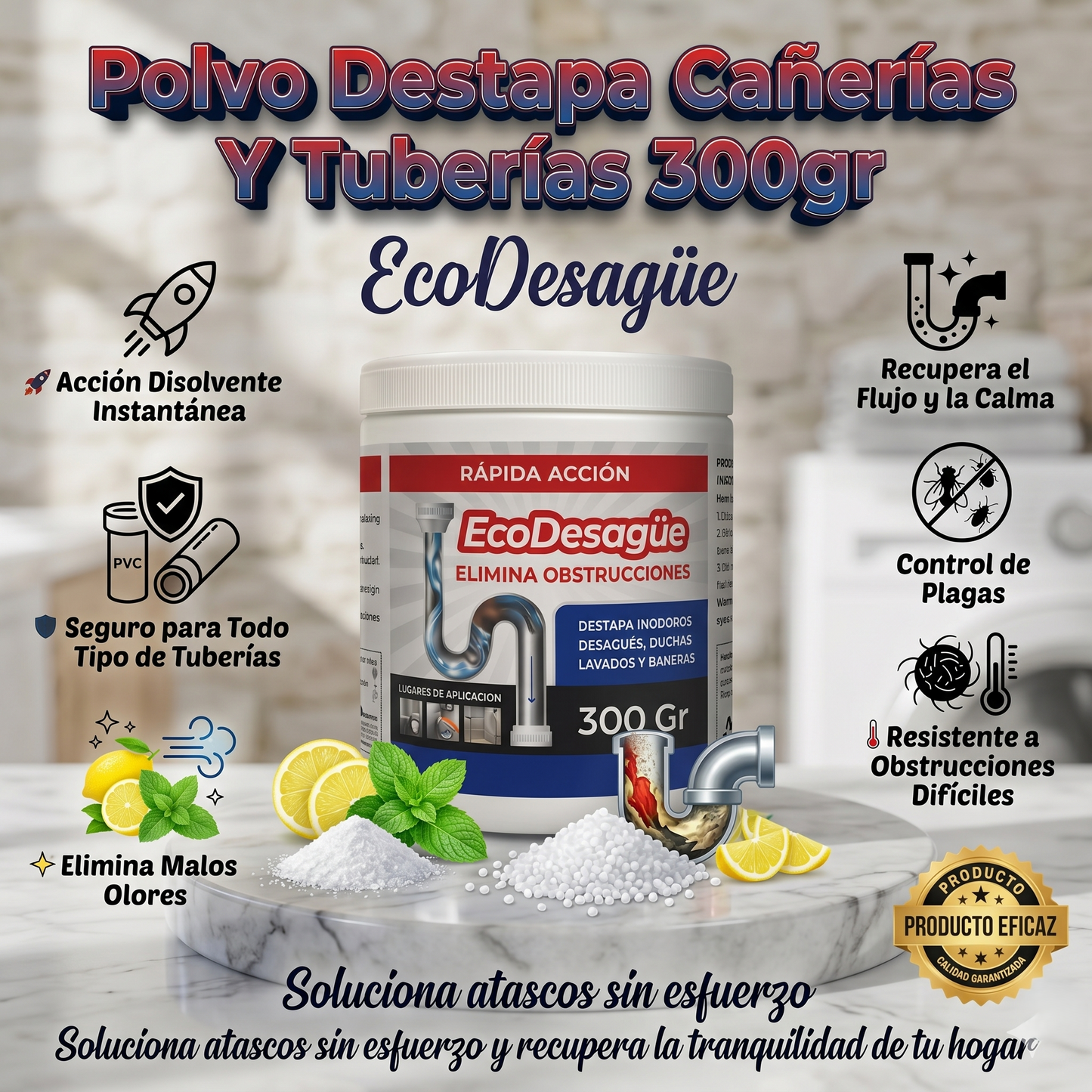 Polvo Destapa Cañerias Y Tuberias