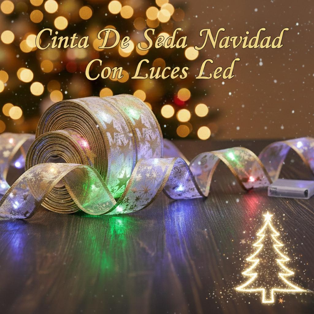 Cinta De Seda Navidad Con Luces Led