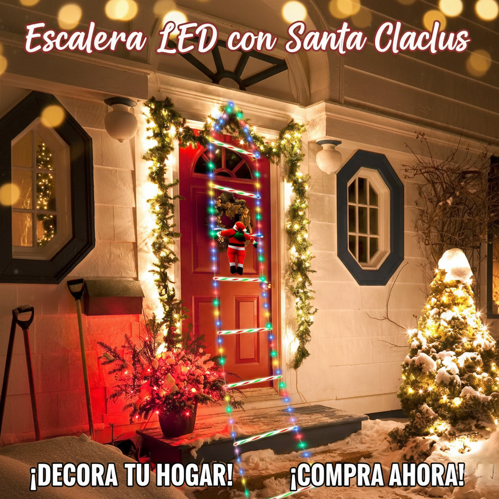 Escalera Led Con Santa Claus Papa Noel