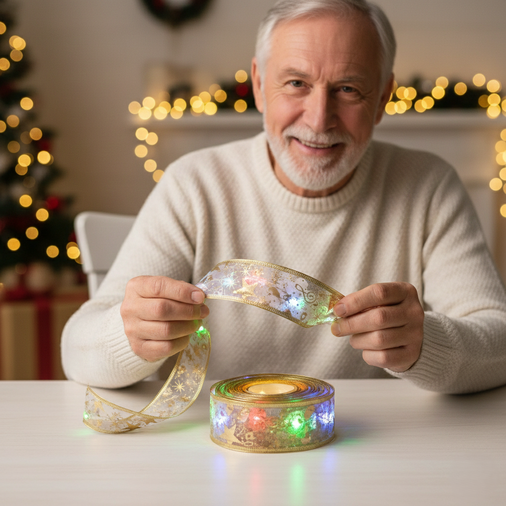 Cinta De Seda Navidad Con Luces Led