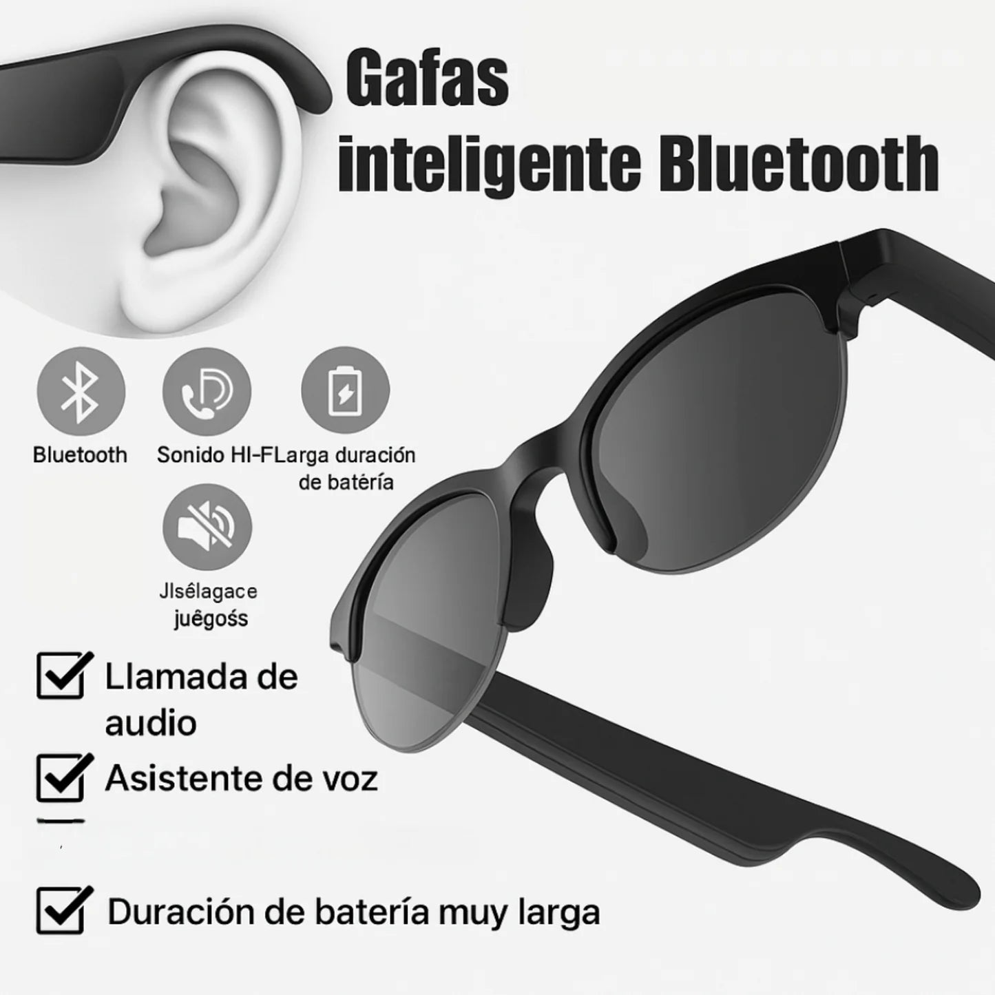 Gafas Bluetooth Audifono Interno