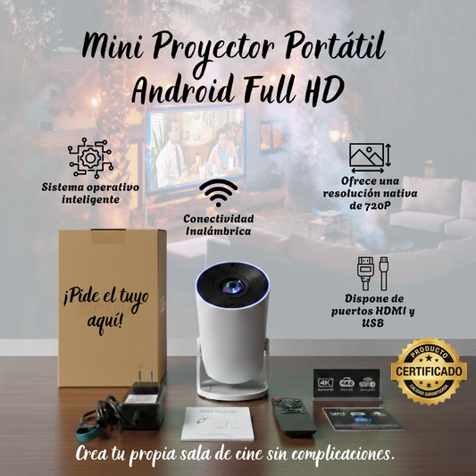 Mini Proyector Portátil Android Full HD