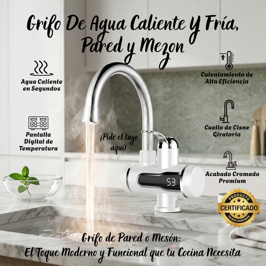 Grifo De Agua Caliente y Fría, Pared y Mezon