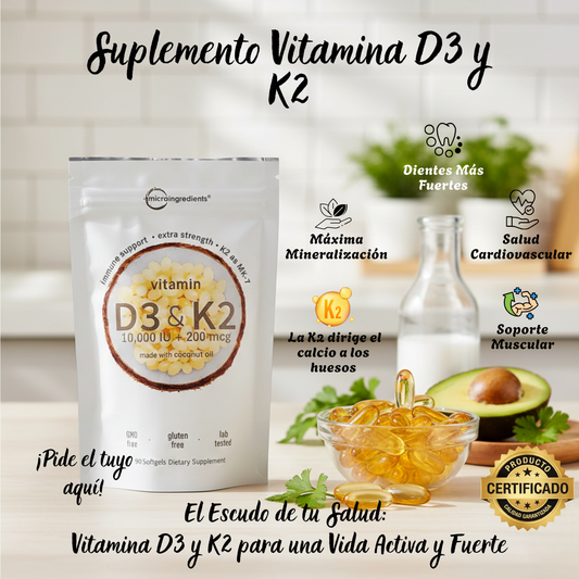 Suplemento Vitamina D3 y K2 90 Cápsula Blanda