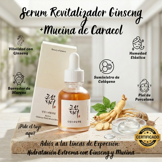 Serum Revitalizador Ginseng+Mucina de Caracol