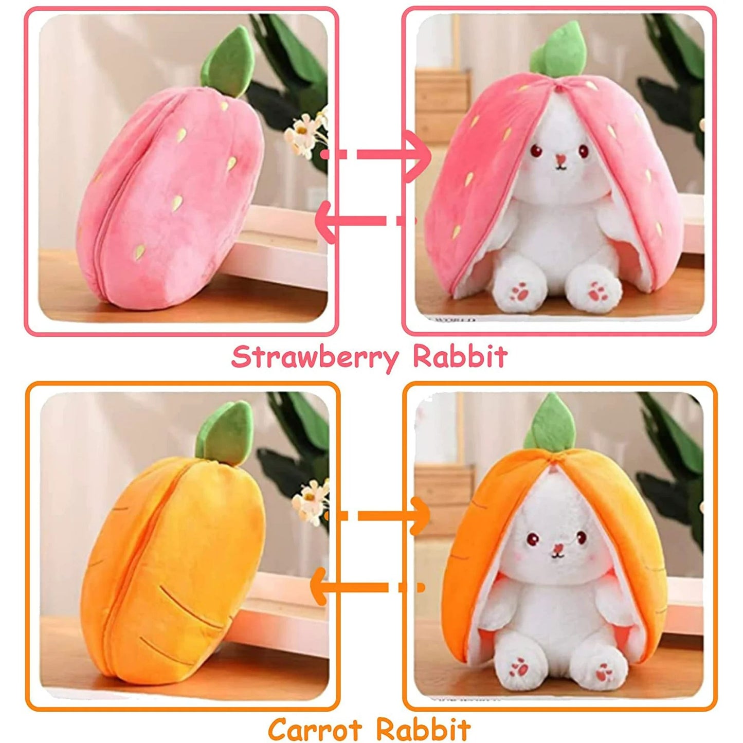 Peluche Zanahoria y Fresa Transformable