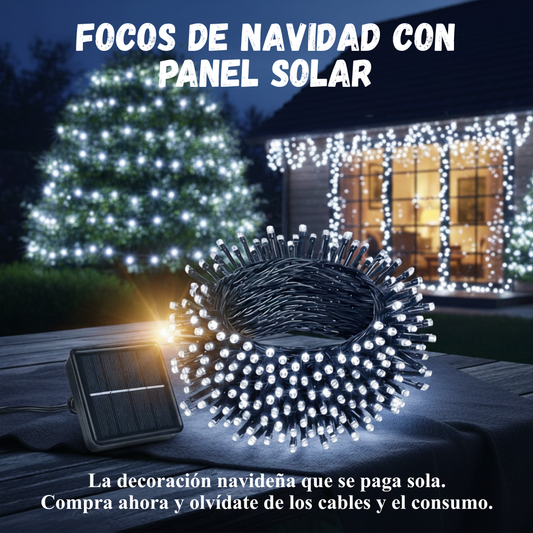 Focos De Navidad Con Panel Solar 10m